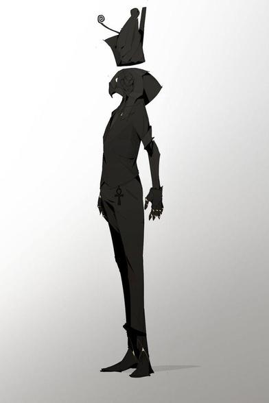 Fan art of Kemet deities Anubis (Anpu) and Horus (Heru). Anubis floats in the air with the 4 canopic jars  Artist: Catlesstail -  https://x.com/Catlesstail
