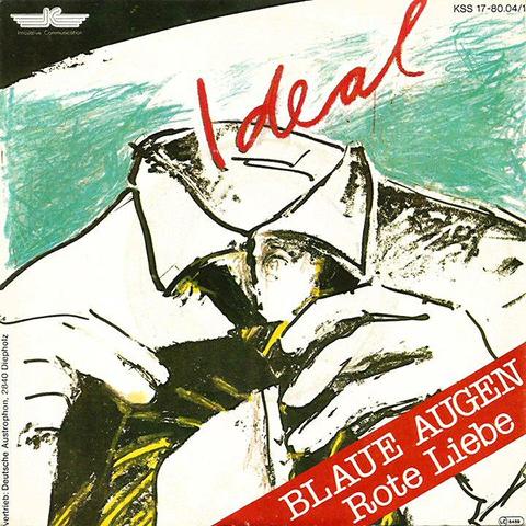 The sleeve of the 7" single of Blaue Augen by Ideal, released on Innovative Communication Records in 1980.
