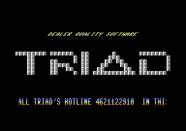 Screenshot of "Eagles" - Crack: Triad - Published by Hewson Consultants Ltd. on Commodore 64 (1987)