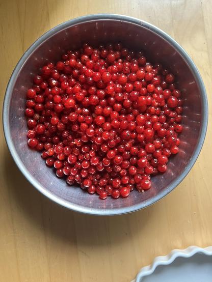Gesäuberte Johannisbeeren in einer Metallschüssel