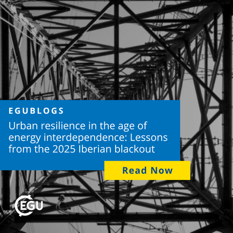 Image description: close-up view of a tower, with text reading:  "Urban resilience in the age of energy interdependence: Lessons from the 2025 Iberian blackout  Read Now."