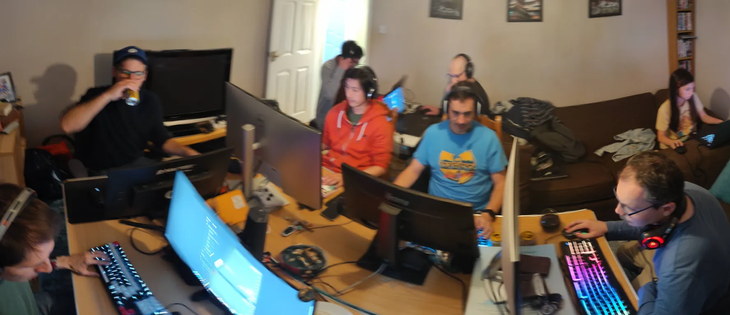 Photo of people PC gaming at a LAN party