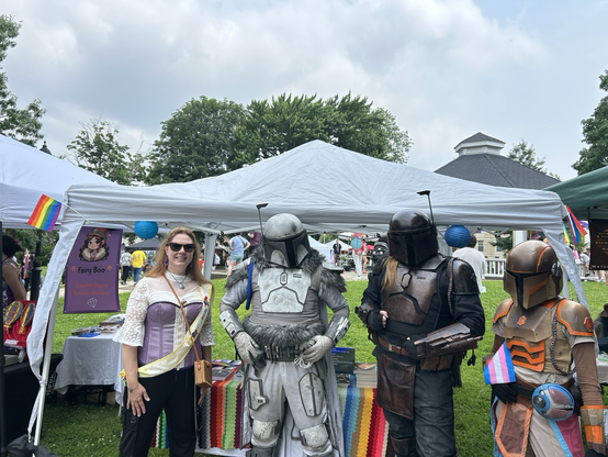 Jessica with individuals from Star Wars!