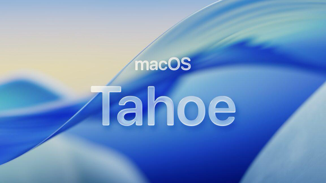 The hero image for MacOS26, Tahoe, featuring a broad sweeping wave across the image