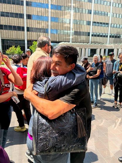 David Huerta after being assaulted, arrested, hospitalized, locked up in detention centre is finally released on bail… hugs. 