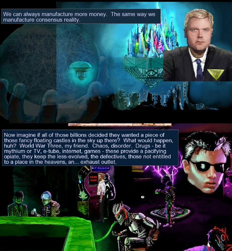 Neofeudal Techno-kings manufacture consensus reality by dealing digital opiates of the masses... 