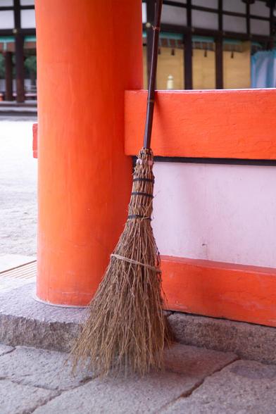 A traditional broom.