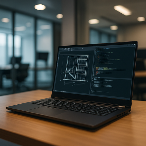 Workstation laptop professionnel sur un bureau de bureau moderne

