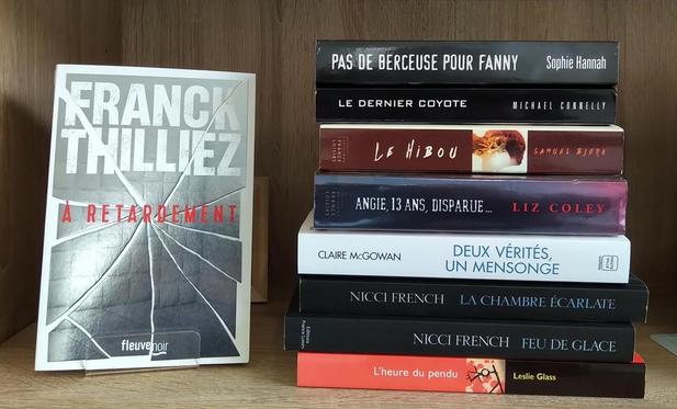 Couvertures de livres polar/thriller dont "à retardement" de Franck Thilliez.