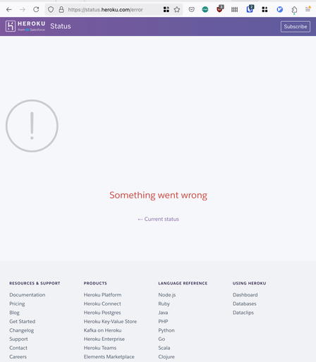 heroku status page is down