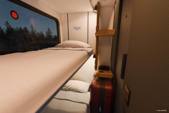 Foto av interiøret fra noxmobility sine intro til nye sovervogner de har planlagt.