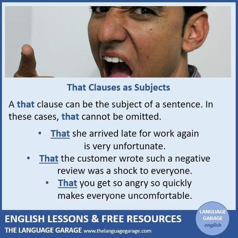 Note on THAT subject clauses in English, image of a man yelling