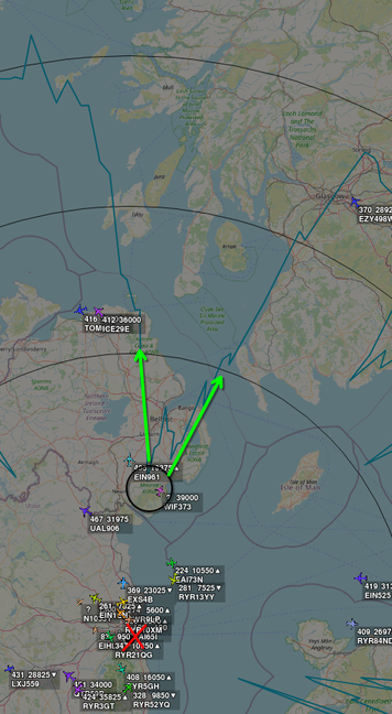 Signal blocked by Mourne mountains in ADS-B reception from Dublin