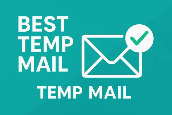 A temporary email inbox with the title 'Best Temp Mail', showing a clean interface and a secure lock icon. Fast, private, and no signup required