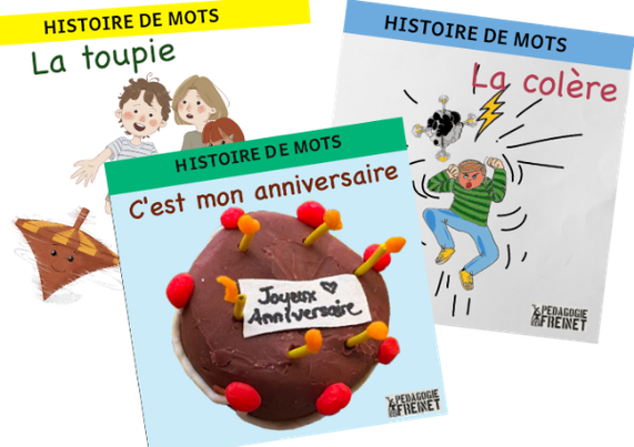 Les 3 couvertures des prochains Histoires des mots.