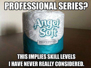 "Angel Soft - Professional Series"
Professional series? This implies skill levels I have never really considered.