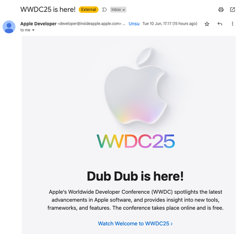 In the latest email email marketing from Apple, they refer to the World Wide Developer Conference as "Dub Dub"