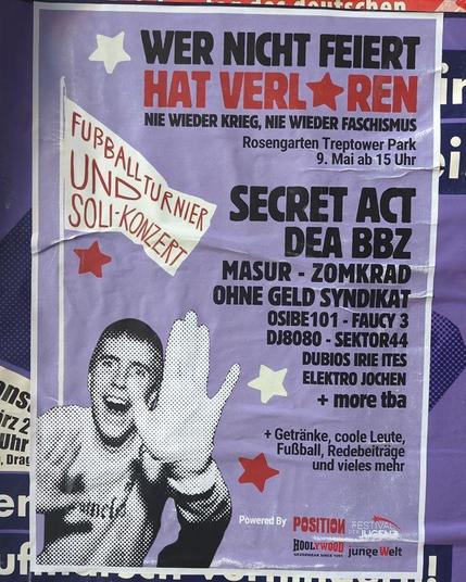 Wer nicht feiert hat verloren - Nie wieder Krieg, nie wieder Faschismus

2025

#b0905 #antifaschismus #niewiederkrieg #niewiederfaschismus #80yearsliberation #berlinposter #politicalposter