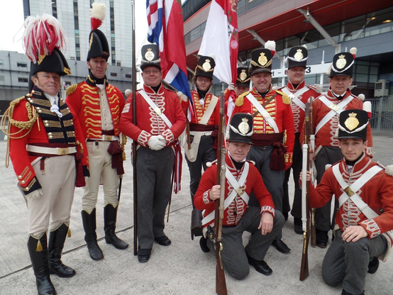 Canadians dressed as Napoleonic era soldiers in Cardiff