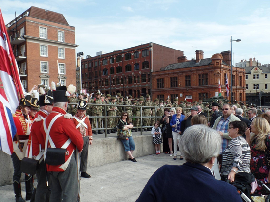Canadians dressed as Napoleonic era soldiers in Cardiff