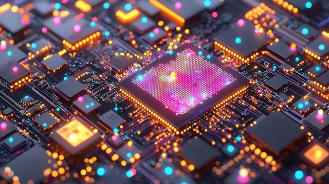 Processors on a mother board. AI photo: Adobe 