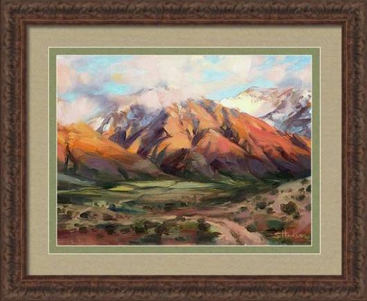 Framed print of an original oil painting depicting a winding dirt path leading toward the mountains.