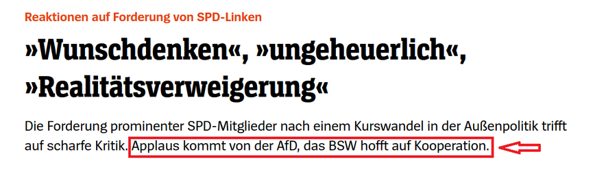 Das russlandfreundliche Manifest der SPD-Parteilinken wird von AfD und BSW begrüßt
