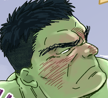 cropped image of doodle. face of "Hulk" from the movie "Thor: Ragnarok".