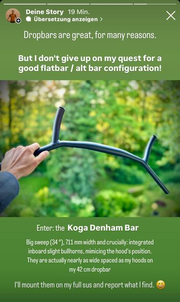 Instastory showing my just aquired Koga Denham Bar.