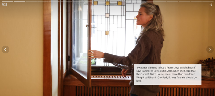 Samantha Lotti bought the prairie-style Oscar B. Balch House built by Frank Lloyd Wright in Oak Park, Ill., for just over $1 million in 2016. - Tour around the house, interactive photos