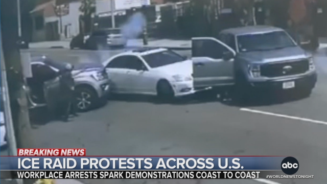 ICE Officers use their cars to box in a family of four.
