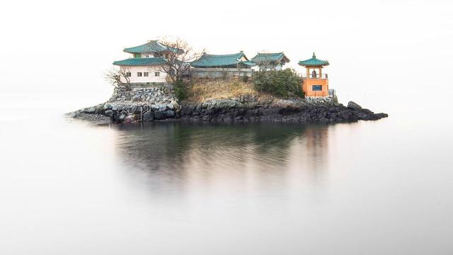 Small island with monastery.