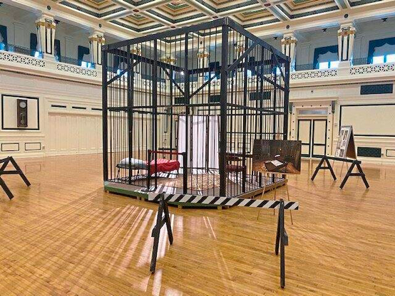 Photo of a caged cell - a replica of the one depicted in the Hannibal movie.