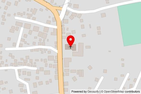 A zoomed out map with a pin at the position of Igreja de Nossa Senhora de Guadalupe, EN1, Guadalupe, São Tomé and Príncipe