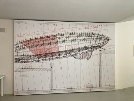 Framed technical drawing of an airship design