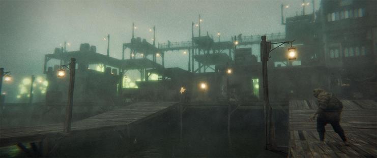 Wide shot, exterior, dusk -

A larger dock area in Myre, with several plaster and stone buildings built up against the boardwalk.