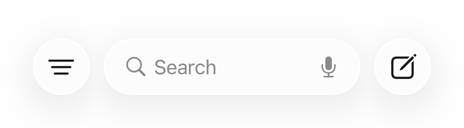 Searchbar in Apple Mail with an extra toolbar button on each side.