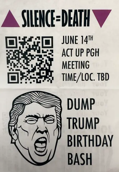 A flyer for Act Up PGH for June 14th. Time and location to be announced later 