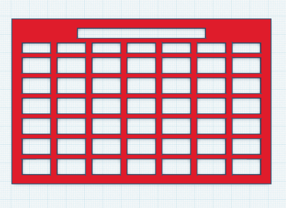 Single-page month calendar template for 3.5x5.5" pocket journals being worked on in TinkerCAD