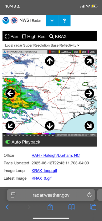 NWS | Radar
Showing storms moving across Virginia heading East towards Washington DC. When looking at the looped image online these storms look like they’re going to be in Washington DC by tomorrow. Maybe not SUPER severe but bad enough that you don’t want to have a parade 