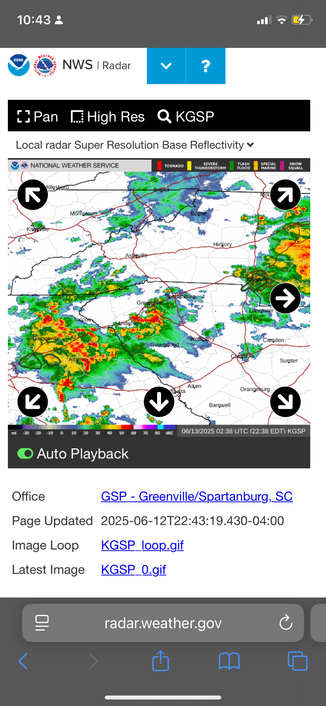 Another radar image showing the western half of Virginia and North Carolina this one has the bulk of the storms that will be in DC on Saturday. Radar images can be really pretty and colorful greens and blues indicate general rainfall usually light showers and then in the storms you get centers of yellow turning into orange and then red as the rain gets heavier and heavier… then you get pinks and white pixels where hail and VERY heavy rainfall happens! It’s so fun to watch sometimes!