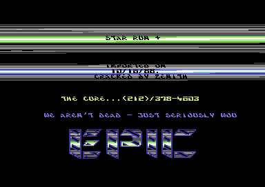 Screenshot of "Star Run" - Crack: Zenith - Published by Chain on Commodore 64 (1986)