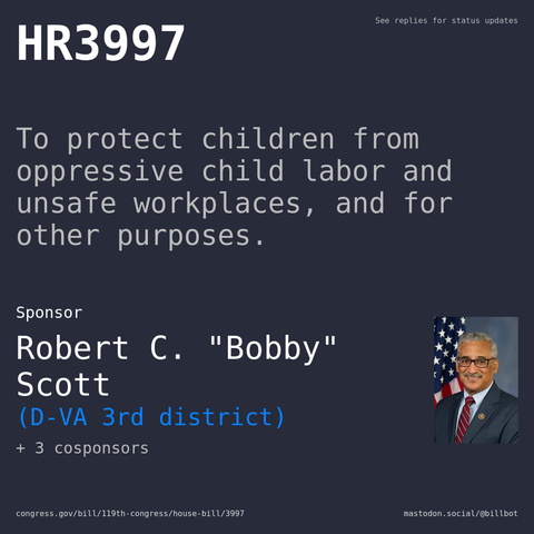 Description of HR3997, and a depiction of its sponsor, Robert C. "Bobby" Scott.