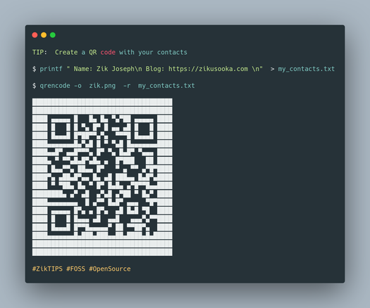Image with a QR code and text showing the TIP and usage