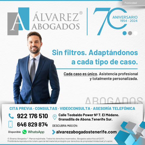 Sin filtros. Adaptándonos a cada tipo de caso. Asesoría Jurídica y Defensa legal en Tenerife desde 1954. Cada caso es único. Asistencia profesional y personalizada. No lo dude y confíe en Alvarez Abogados Tenerife. Solicite información sin compromiso.
https://alvarezabogadostenerife.com 

#alvarezabogados #abogadostenerife #tenerifelegal #derecho #legal #justicia #asesoria #defensa #Tenerife
