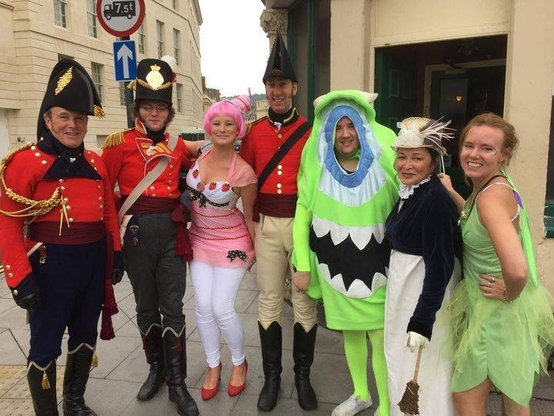 Reenactors meet costumed party goers!