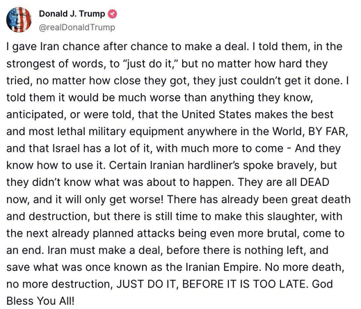 Trump about attack on Iran