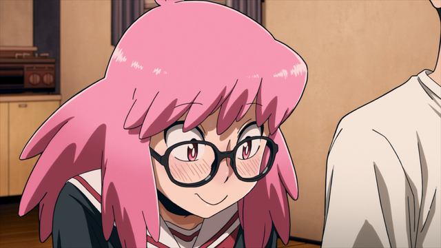 Kazuho blushing from the anime series My Hero Academia: Vigilantes Episode 10.
