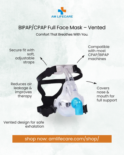 A better mask means better sleep.
The Vented Full Face Mask ensures effective therapy for those using CPAP/BIPAP machines—providing a secure seal, soft fit, and full facial coverage. Designed for comfort, safety, and uninterrupted rest.

👉 Get yours today: https://amlifecare.com/product/bipap-cpap-full-face-mask-vented-medium/

Perfect for: CPAP/BIPAP users with mouth breathing, sleep apnea patients, and home care setups

#AMLifeCare #CPAPCare #SleepApneaRelief #FullFaceMask #BIPAPSupport #HomeHealthcare #HealthAtHome #HomeHealthcare #HealthcareProducts #PersonalHealth
