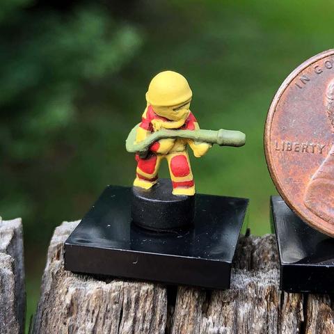 A Brick Mini Nano Soldier customized to look like Blowtorch from G.I. Joe.